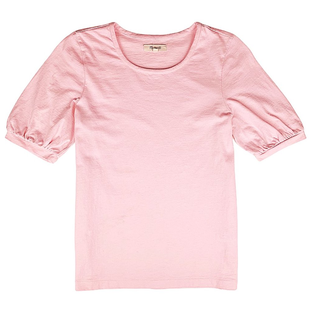 Madewell Dreamy Pink Puff Sleeve Cotton Knit Tee - Picture 5 of 10